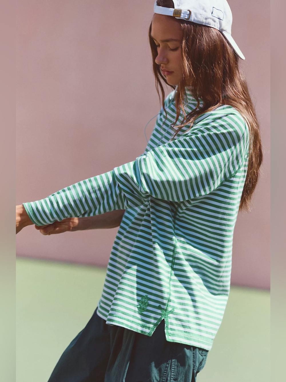 NWOT! FP Free People Movement Restoration Yarn Dye Stripe Layer Sz Small